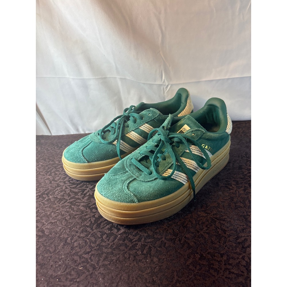 Adidas Gazelle Bold Collegiate Green Suede Platform Sneakers ID6990 Womens 7